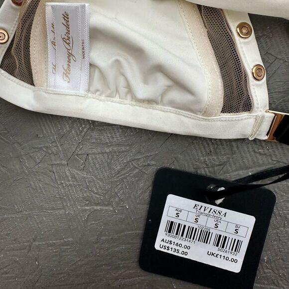 Honey Birdette Eivissa Traingle Halter Bikini in Ivory Rose Gold Studs Size S - Picture 5 of 6